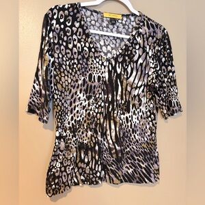 ST. John maximalist abstract animal print stretchy bodycon lightweight blouse
